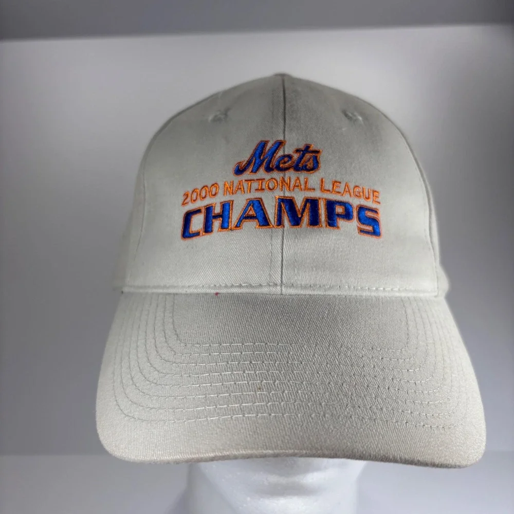 New‎ York Mets 2000 NL Champs Hat Beige Embroidered Baseball Cap Fox Sports OS